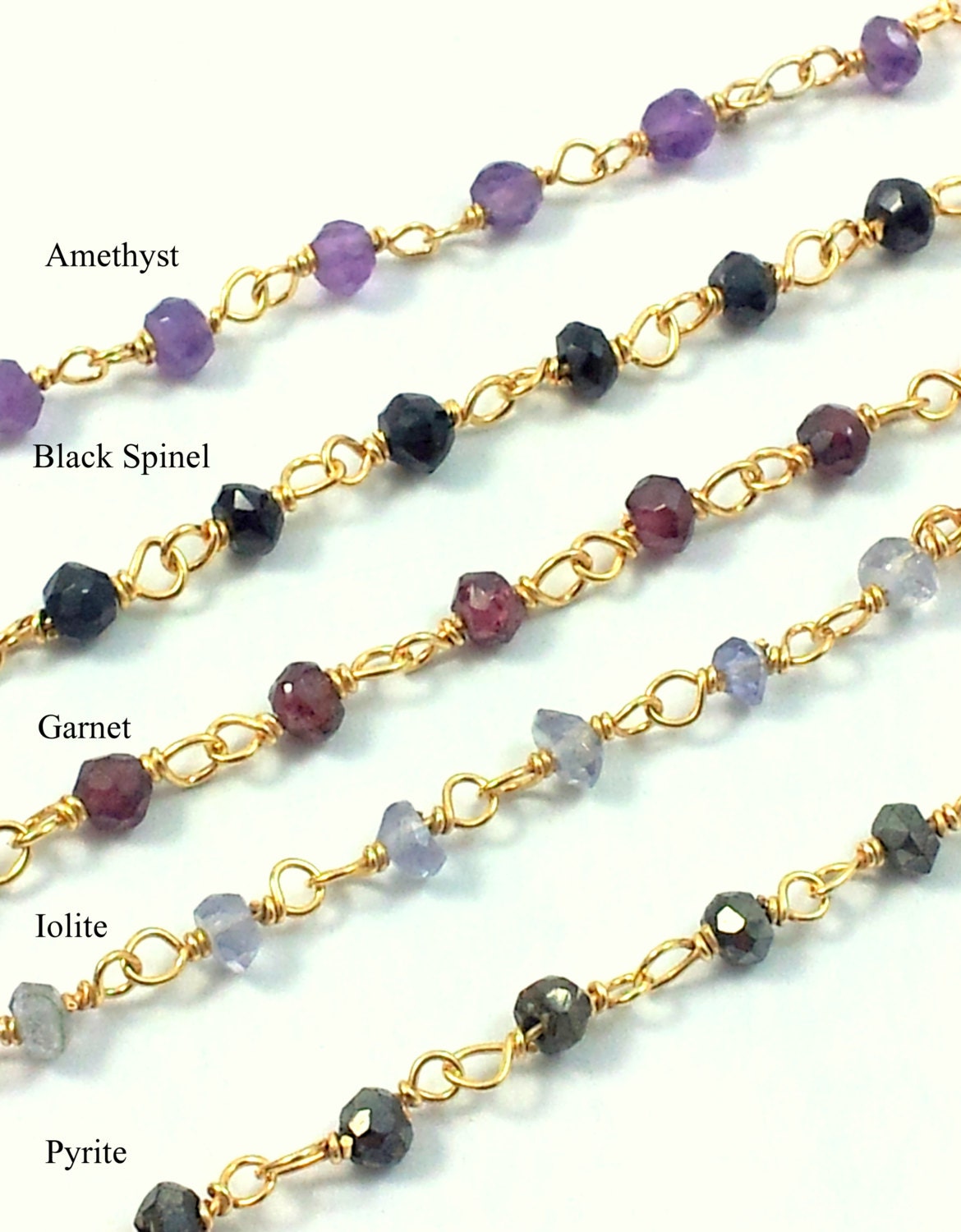 22k Gold Plated Sapphire Rosary Chain  Pyrite 4 mm Chains for Jewelry  Making – A Girls Gems