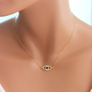 BEST SELLER Gold Filled Evil Eye Necklace Women Blue Rose Gold Sterling Silver Evil Eye Charm Pendant Necklaces