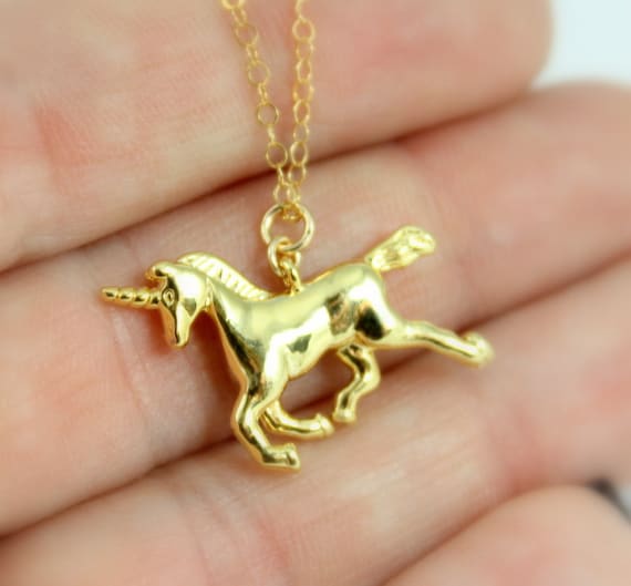 BEST SELLER Gold Unicorn Charm Necklace Women Girls Jewelry Gift Mystical Magical Unicorns