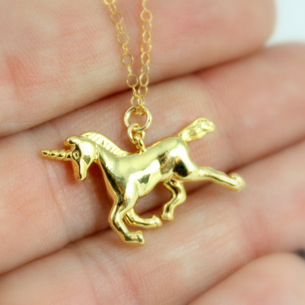 Gold Unicorn Locket Charm