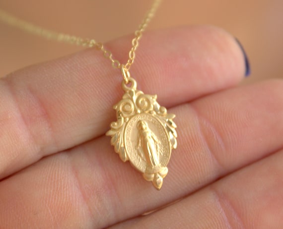 BEST SELLER Pendant Necklace Gold Mother Mary Charm Necklace Sterling Silver Women Catholic Jewelry Gift