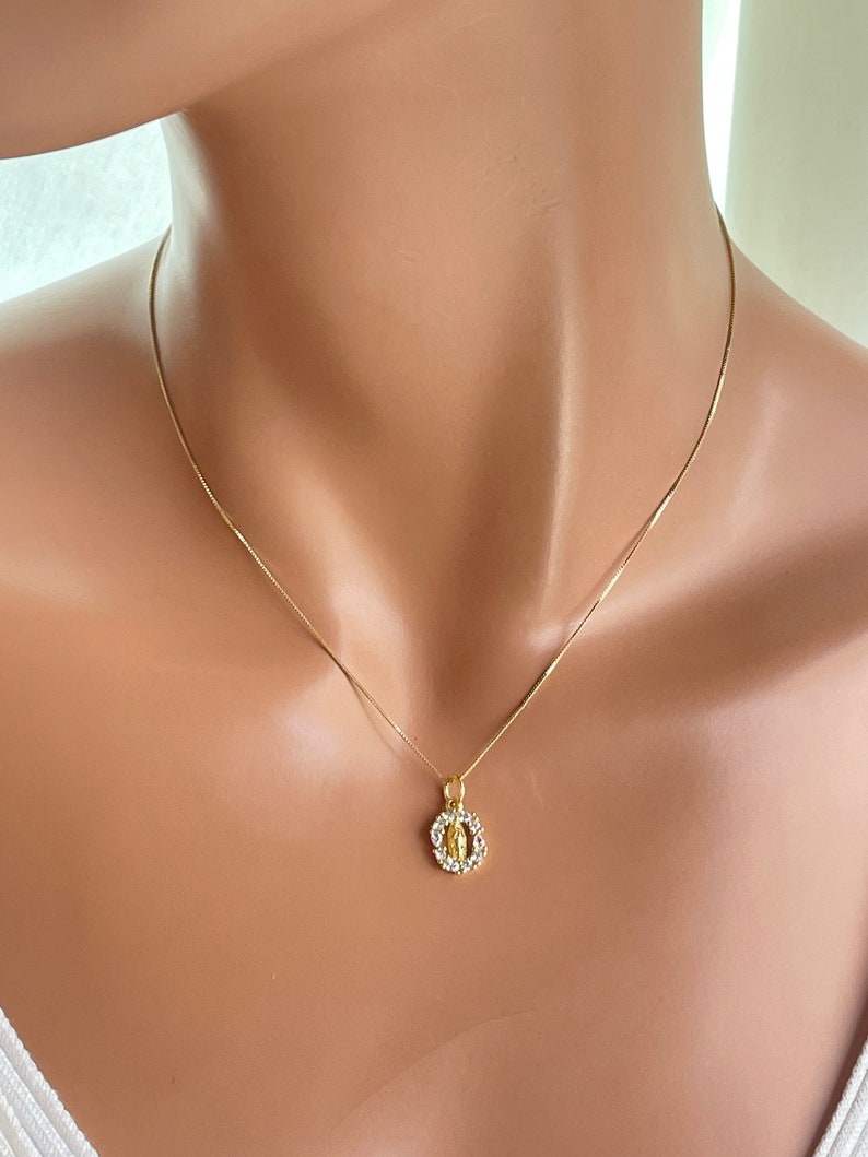 Dainty 14k Gold Filled Our Lady of Guadalupe Necklace: CZ Virgin Mary ...