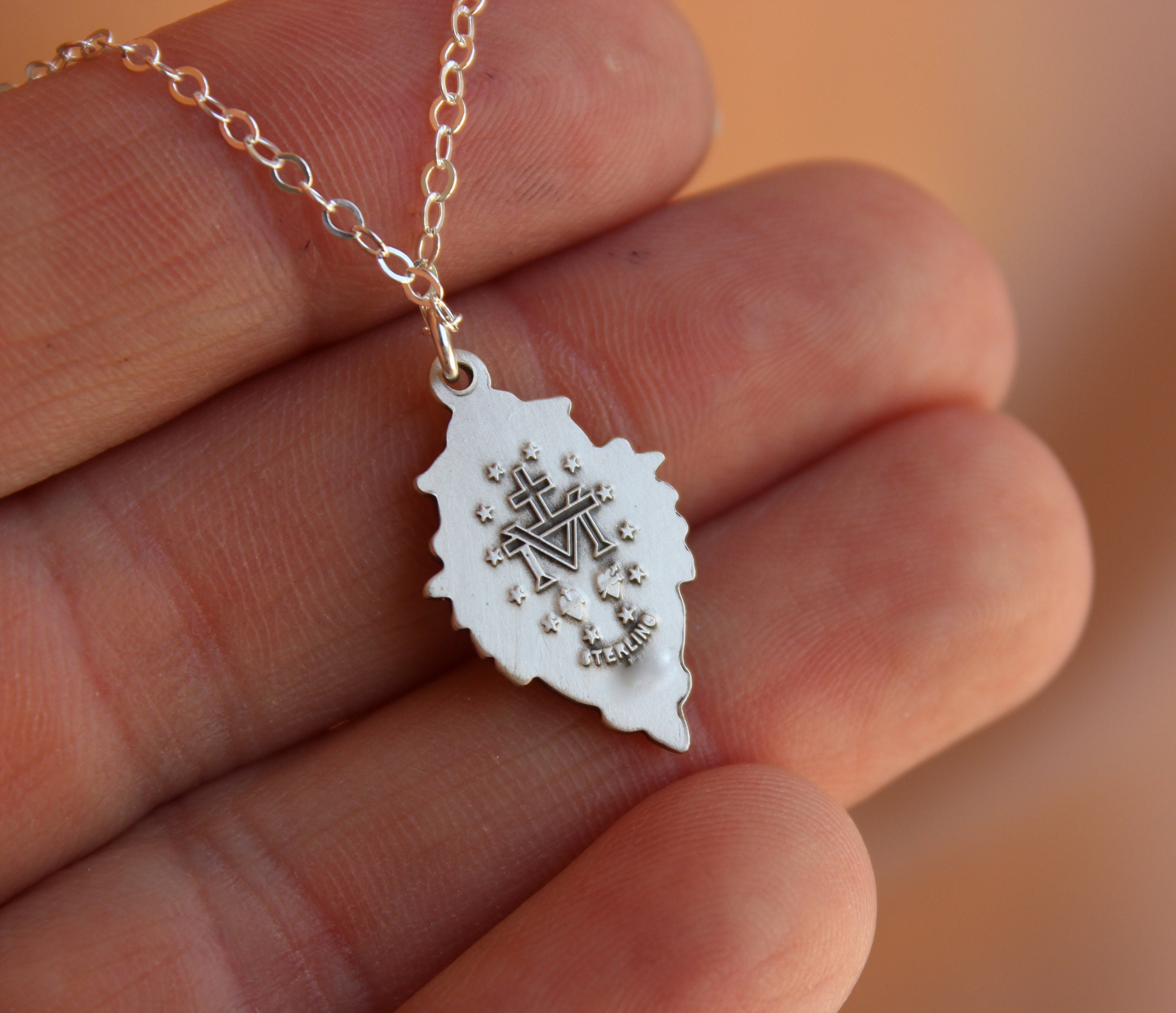 Gold Miraculous Medal Pendant Necklace Virgin Mary Charm Necklace ...