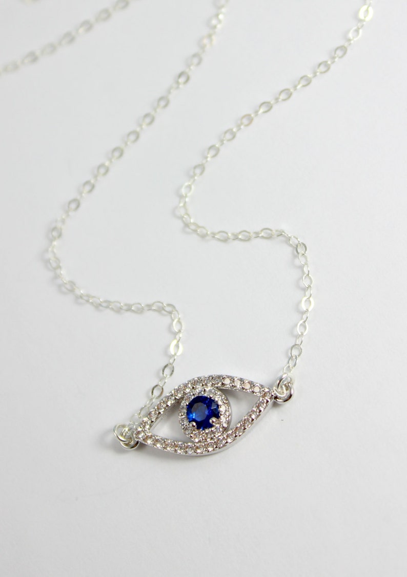BEST SELLER Sterling Silver Evil Eye Necklace Women Girls Blue - Etsy