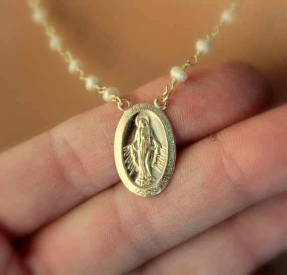 Miraculous Medal Stainless Steel Oval Pendant Necklace for Women Men Wild  Jewelry Gift | Shopee Philippines