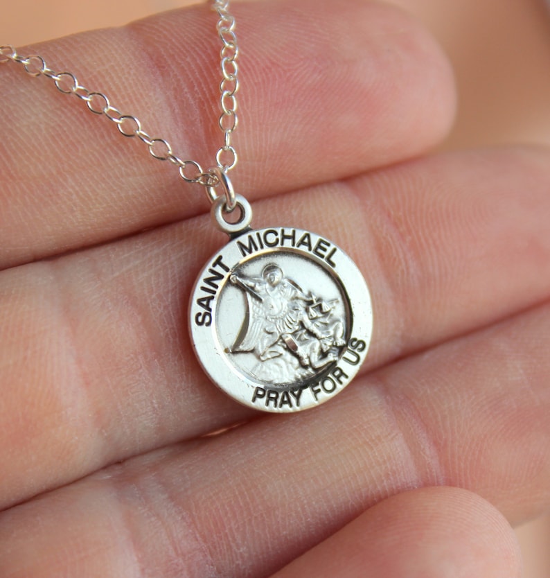 St. Michael 'Pray For Us' Sterling Silver Pendant - Elegant Religious Jewelry - View #7