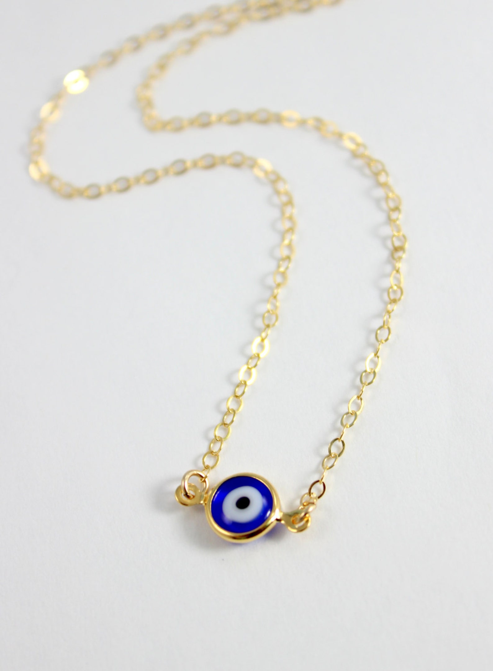 Evil Eye Necklaces Gold Filled Blue Eyes Minimalist Kabbalah Etsy