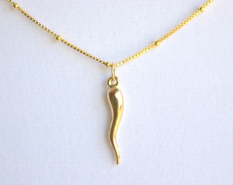BEST SELLER Gold Italian Horn Pendant Necklace Box Chain Satelite Women Cornetto Cornicello Charm Jewelry Protection Necklaces