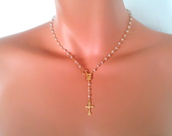 BEST SELLER Moonstone Rosary Necklace Gold Rosary Women Confirmation Gift Bride Catholic Rosary Virgin Mary Religious Rosaries Girls