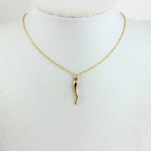 Italian Horn Pendant Necklace  14KT Gold Filled or Sterling Silver Women Cornetto Cornicello Charm Jewelry Protection Necklaces