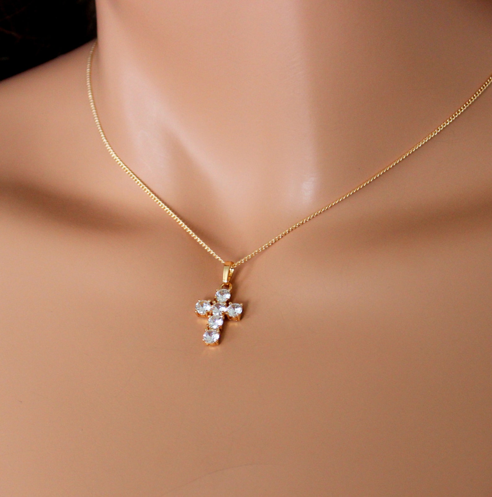 Cross Necklace Women Gold Filled Crystal Pendant High Quality Etsy