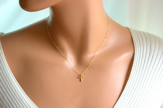 Kleine Gold Kreuz Halskette Frauen Mädchen Zierliche Rosegold - Etsy Schweiz