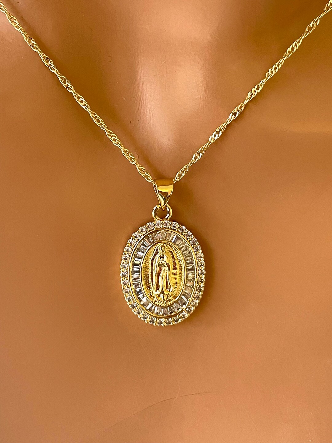 Our Lady of Guadalupe Charm Necklace Gold Guadalupe, Mary Charm ...
