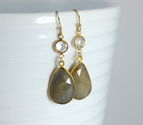 Gold Filled Earrings Natural Wonder Sapphire Earring Womens Girls Sparkling Dangling Gemstone