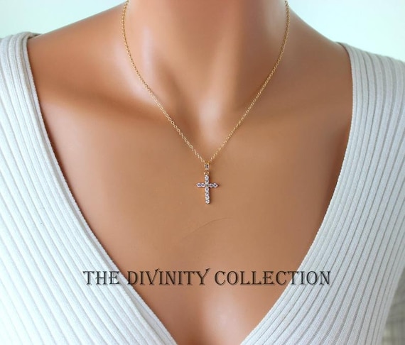 BEST SELLER Gold Cross Necklace Women Gold Crystal Cross Women Gold Filled Cross Pendant Necklace Christian Jewelry Gift