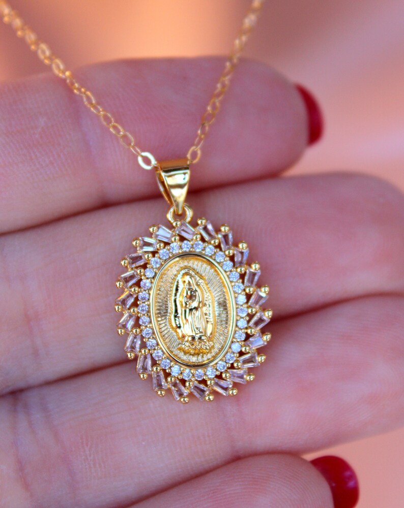 BEST SELLER Our Lady of Guadalupe Necklace Gold Mary Charm Necklace ...