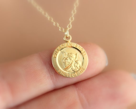 Gold Angel Charm Necklace Small Sterling Silver Angel Pendant Necklces Jewelry Women Girls Catholic Christian Baptism Confirmation Gift