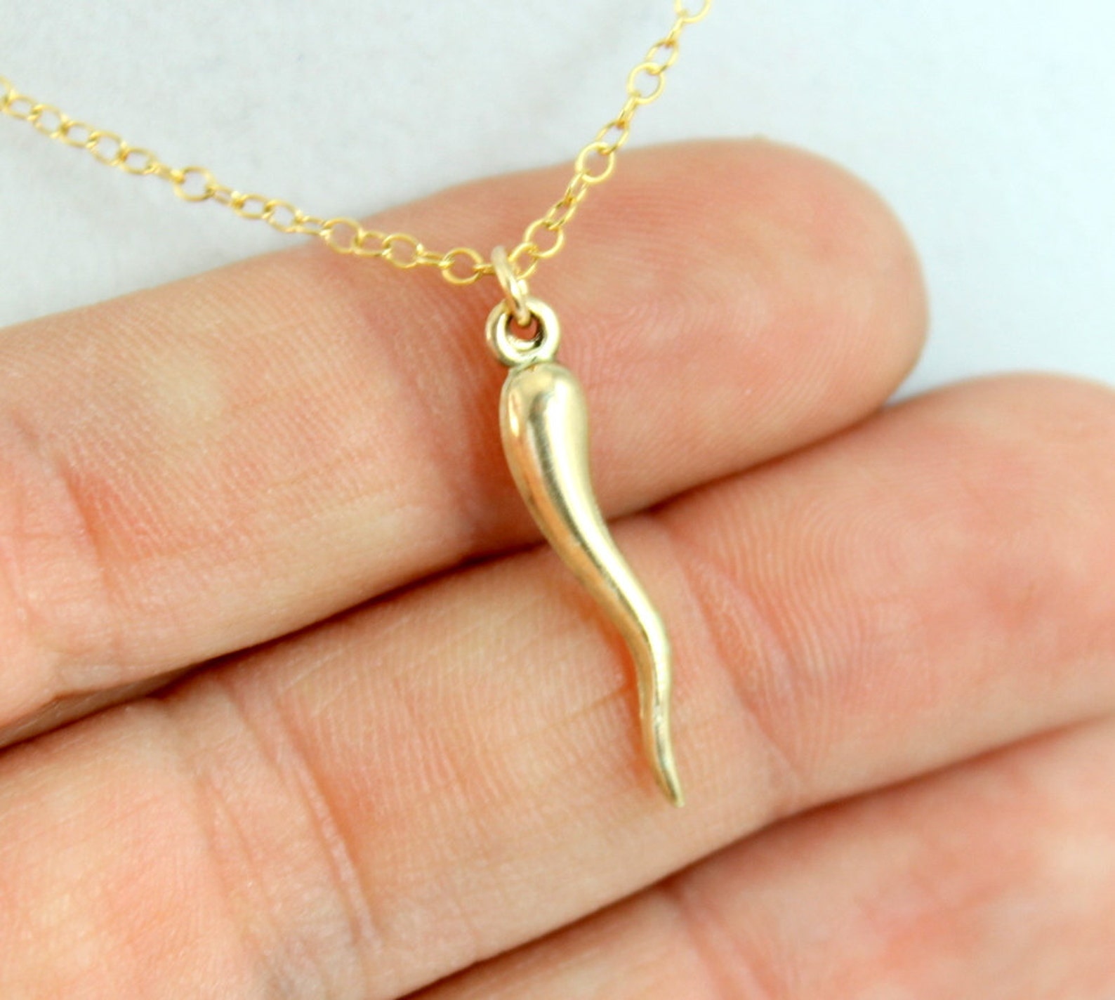 Italian Horn Pendant Necklace 14KT Gold Filled or Sterling Etsy