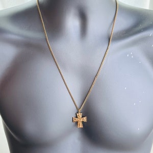 Gold Maltese Cross Necklace Men Fourway cross sterling silver Pendant Necklaces Stainless steel Chain Catholic Religious Gift for Men