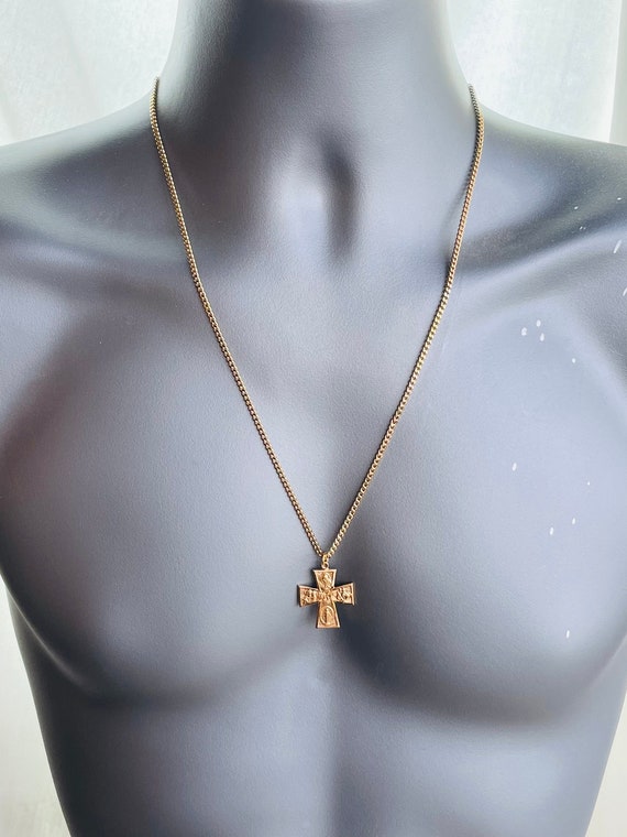 Gold Maltese Cross Necklace Men Fourway cross sterling silver Pendant Necklaces Stainless steel Chain Catholic Religious Gift for Men