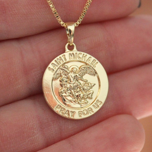 BEST SELLER Gold Saint Michael Necklace St Michael Charm Men Etsy