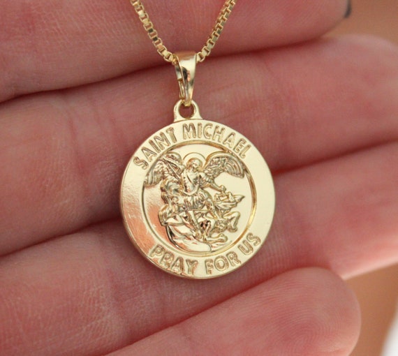 BEST SELLER Gold Saint Michael Necklace St Michael Charm Men Michael Pendant Arch Angel Unisex Jewelry Women Girls Catholic Protection