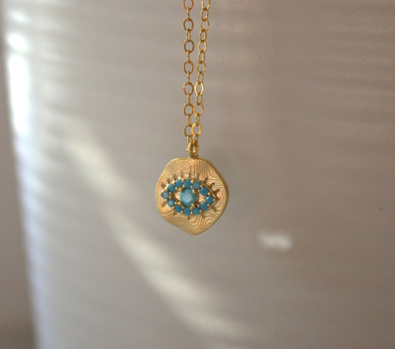 BEST SELLER Gold Evil Eye Necklace Dainty Small Turquoise Silver Eye Charm Necklace Women Jewelry Gift