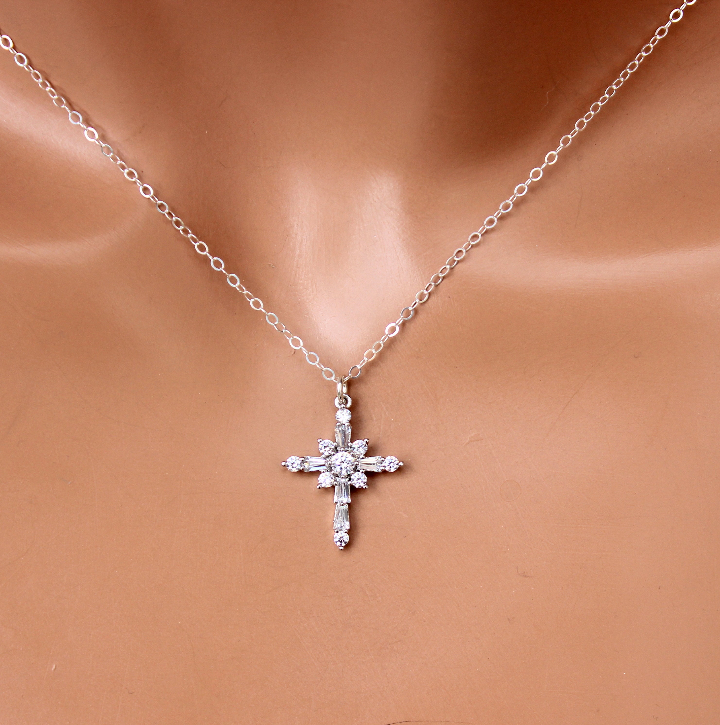 Sterling Silver Cross Necklace Women 
