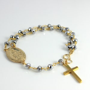 BEST SELLER Gold Rosary Bracelet Strling Silvr Gunmetal Crystals Large Miraculous Women Custom Bracelets Rosaries Jewelry