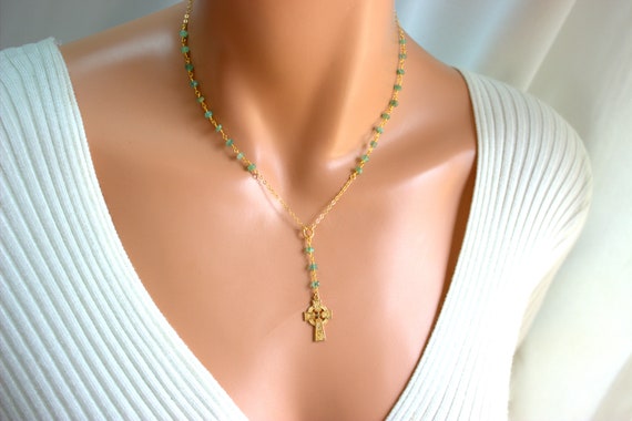 14KT Gold Vermeil Mother of Pearl Irish Shamrock Necklace
