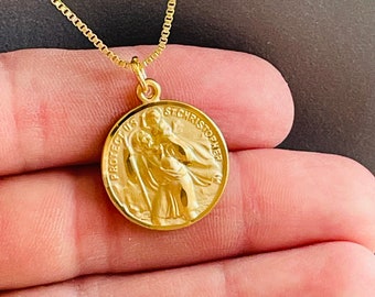 男性用ゴールド セントクリストファーペンダントネックレス