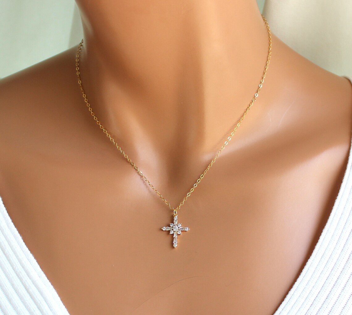 She's Classic Cross Drop Necklace, Silver