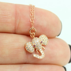 BEST SELLER Elephant Charm Necklace Rose Gold Silver Women Girls Small Dainy Delicate Pave Crystal Pendant Lucky Elephants Jewelry Gift