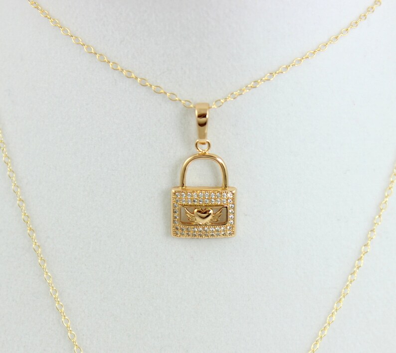 Lock and Key Necklace Gold Filled Double Layer Multi Strand Etsy