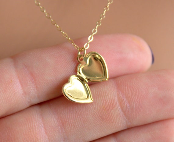 Heart Locket Necklace Gold Rosegold Sterling Silver Women Little Girls Charm Necklaces