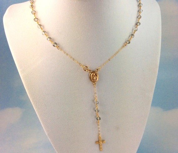 BEST SELLER Gold Rosary Necklace Women Crucifix Cross Necklaces Virgin Mary Catholic Christian Jewelry Confirmation Gift