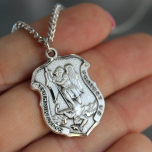 BEST SELLER Mens Large Saint Michael Pendant Necklace 925 Sterling Silver Protection Gold Superb Quality Jewelry