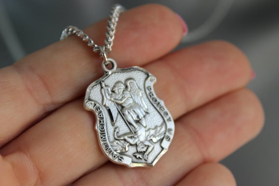 BEST SELLER Mens Large Saint Michael Pendant Necklace 925 Sterling Silver Protection Gold Superb Quality Jewelry