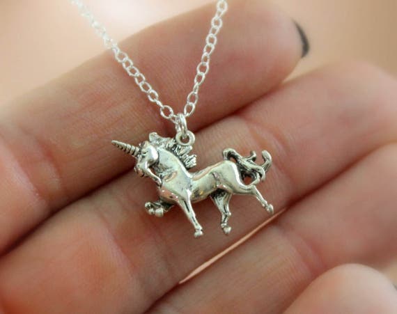 BEST SELLER Sterling Silver Unicorn Necklace Women Jewelry Gift Mystical Magical Unicorns Little Girls Charm Pendant Young Gift High Quality