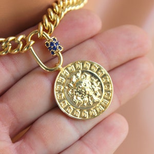 SALE Gold Chain Choker Necklace Women Thick Chunky Chain, Gold Filled Cuban Chain Large Link Lion Pendant Necklace Jewelry Gift