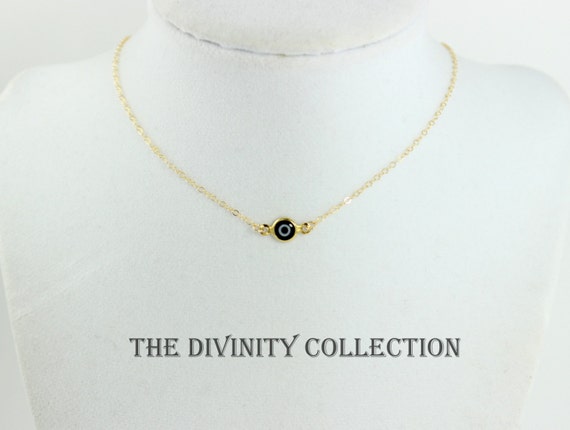 Evil Eye Necklaces Gold Filled Black Eyes Minimalist Kabbalah Jewelry Simple Delicate Goldfilled Chain Womens Girls