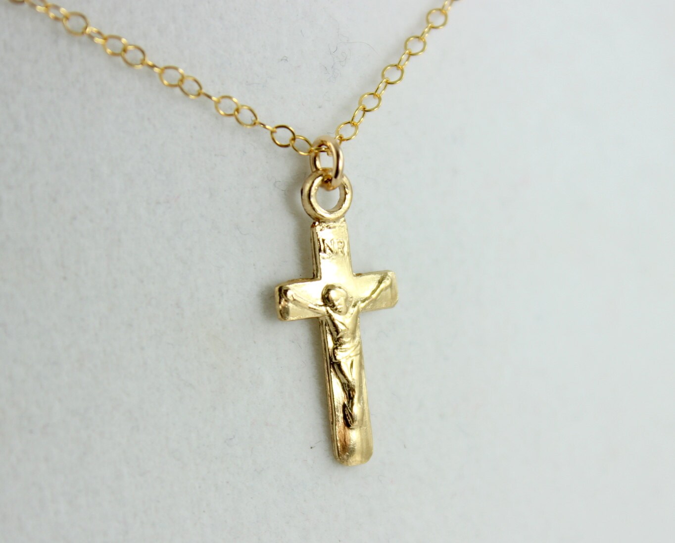 Gold Filled Crucifix Cross Necklace Women Girls Charm Pendant | Etsy