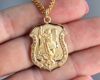 BEST SELLER Mens Large Saint Michael Pendant Necklace 925 Sterling Silver Protection Gold Women Unisex Superb Quality Jewelry