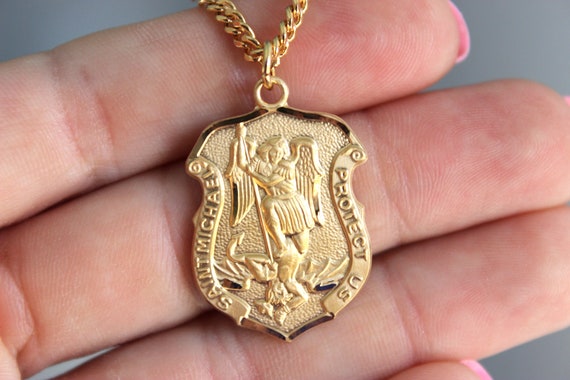 BEST SELLER Mens Large Saint Michael Pendant Necklace 925 Sterling Silver Protection Gold Women Unisex Superb Quality Jewelry