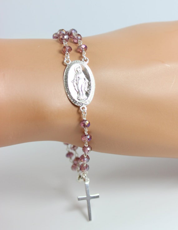 Rosary Bracelet Gold Filled Amethyst Crystal Large Miraculous Charm Bracelets Sterling Silver Women Custom Bracelets High Quality Jewelry