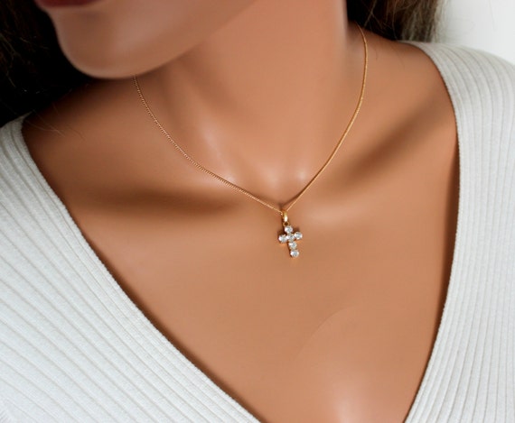 Cross Necklace Women Gold Filled Crystal Pendant High Quality Christian Necklaces Custom Jewelry Gift for her