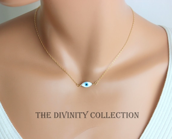Evil Eye Necklace Mother of Pearl Pendant Gold Filled Sterling Silver Women Hamsa Kabbalah Necklaces Protection Charm Gift