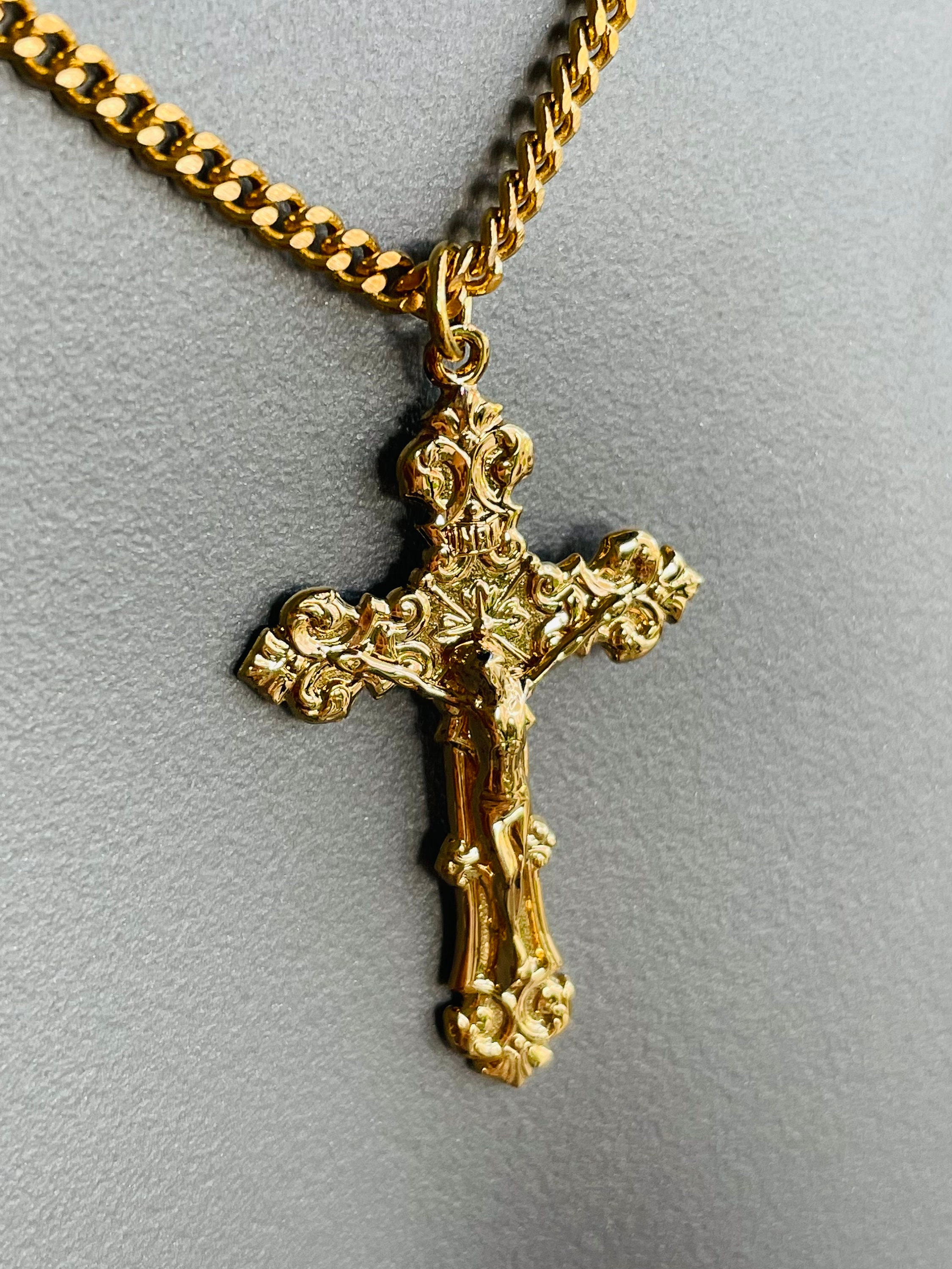 Large 925 Sterling Silver Crucifix Cross Pendant Necklace for Men Curb ...