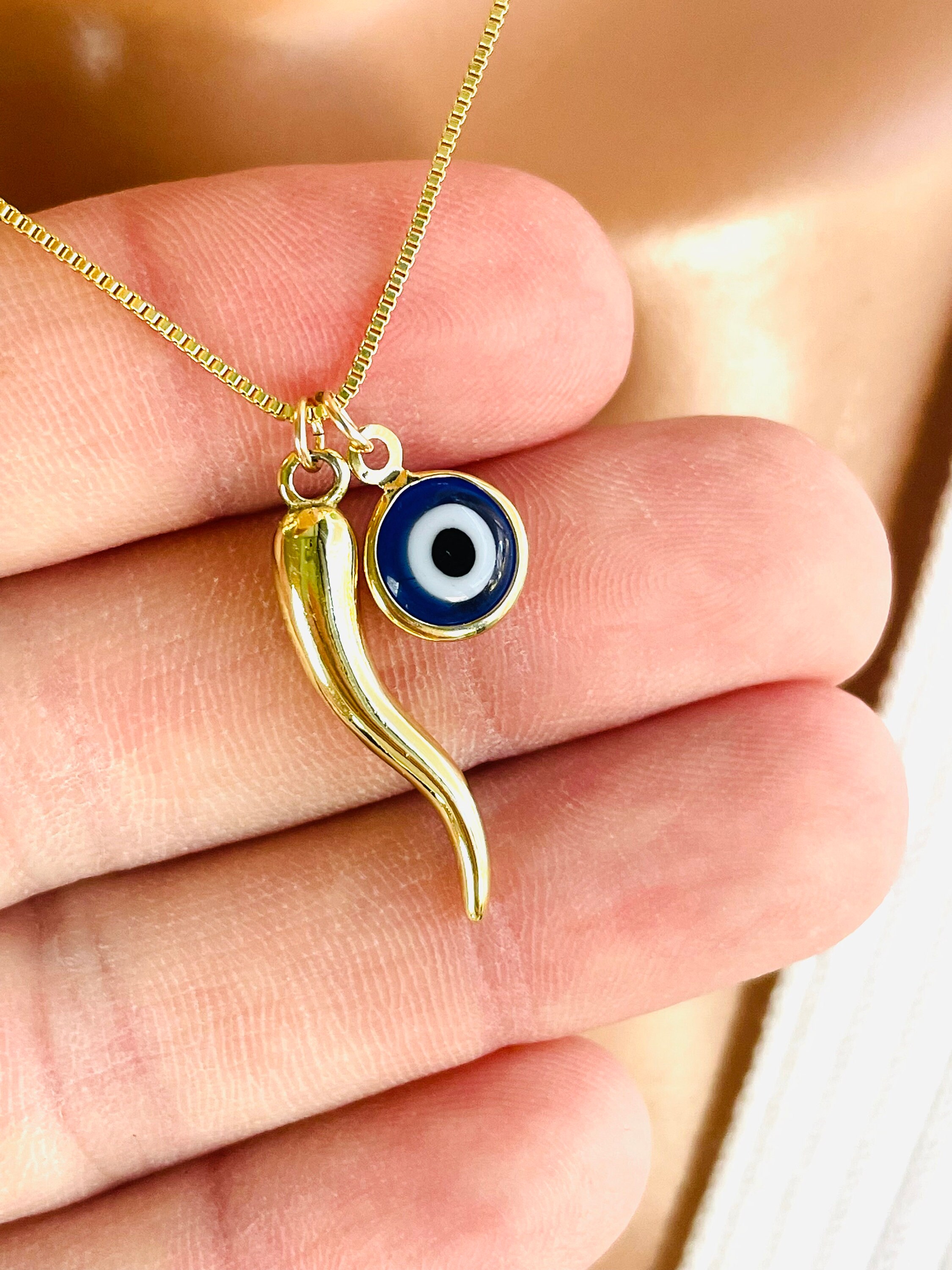 Blue eye store gold necklace