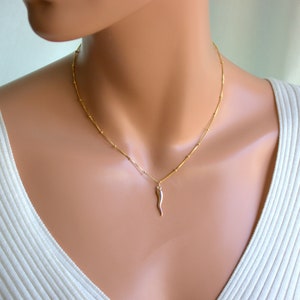 Gold Horn Necklace Box Chain Satelite Women Italian Cornetto Cornicello Charm Jewelry Protection Necklaces